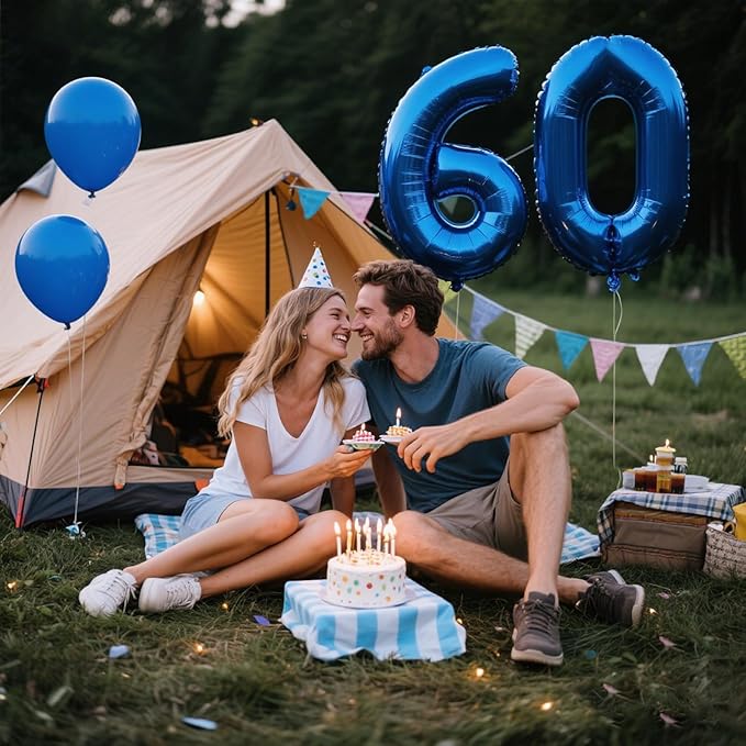 40 Inch Navy blue Number 60 Digital Balloon,Jumbo Mylar Foil Helium Balloon for 60 Balloons for Birthday Party,Wedding Anniversary Party Decorations