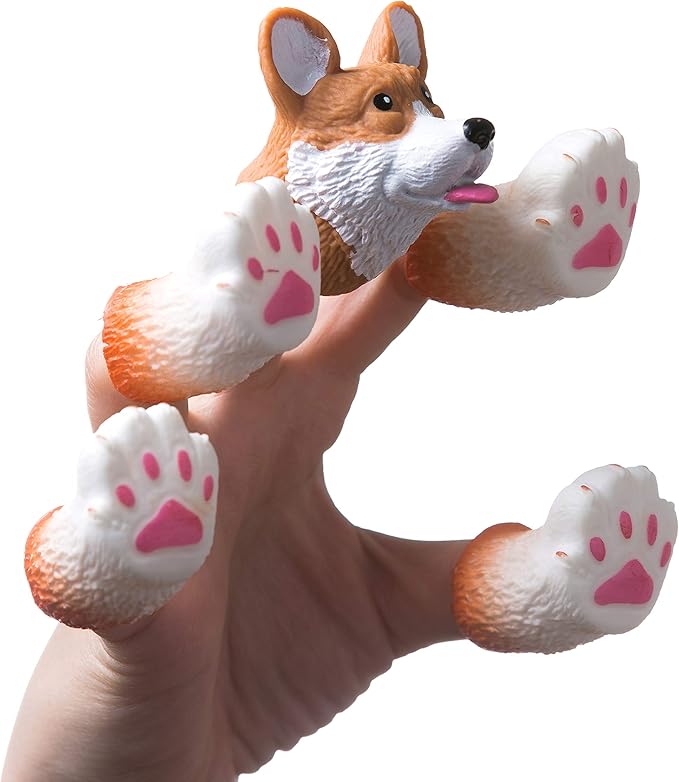 AQKILO Corgi Finger Puppet Set, Animals Puppet Show Theater Props, Novelty Toys Weird Stuff Gifts