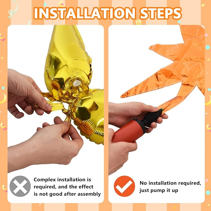 TONIFUL 4Pcs 22 Inch 4D Huge Star Balloons,Explosion Star Mylar Foil Balloons for Halloween Party Supplies Backdrop,Christmas,New Year,Birthday, Wedding,Photo Booth Ornament (Black Orange)