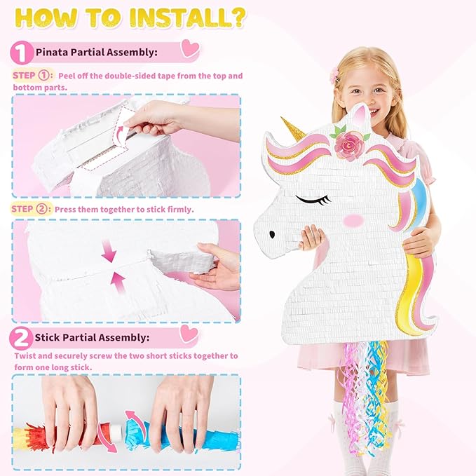 WERNNSAI Unicorn Large Piñata - Birthday Party Supplies 52 * 40cm