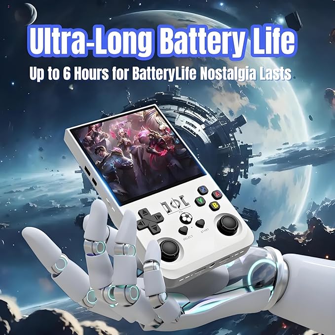 2025 New Upgrade R36MAX Retro Handheld Game Console, 4.0 Inch IPS Video Gaming Console with 64GB TF Card Over 20000+ Pre-Installed Retro Games, 4000mAh Battery (White)