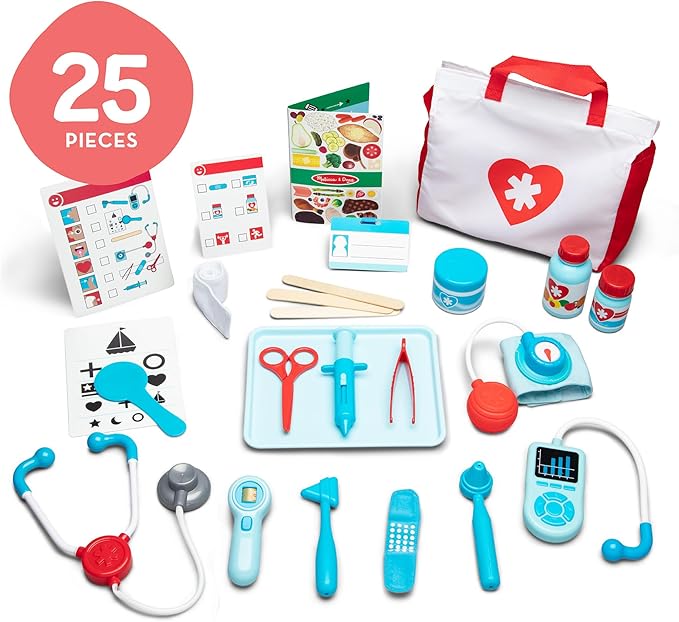 Melissa & Doug Get Well Doctor Kit, 25-Piece Toddler Doctor Play Set, Realistic Pretend Play Toys & Accessories, Preschool Toys for Girls & Boys Ages 3+
