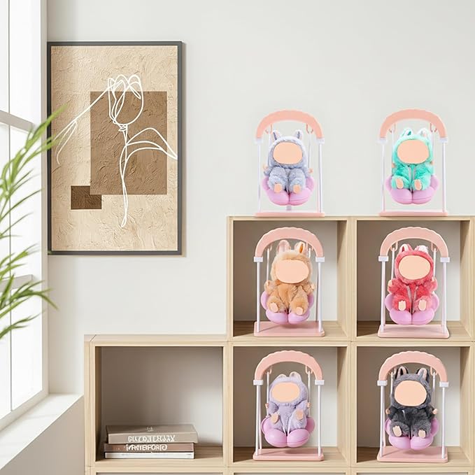 Miniature Furniture Accessories for Labubu 17cm Dolls, Swing Chair/Rocking Horse Compatible with 15cm/17cm Collectible Figures, No Doll (Swing)