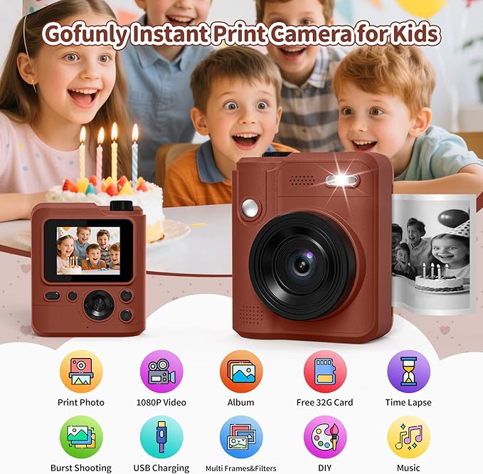 Kids Camera Gifts for Girls Boys - Christmas Birthday Xmas Gift for Girl Boy Age 3 4 5 6 7 8 9 10 11 12 Year Old - Instant Print Digital Toys Ages 3-5 6-8 8-12 Years Olds - Toddler Learning Kid Toy