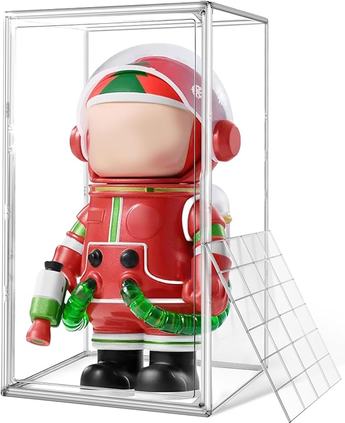 23.6'' Tall Acrylic Display Case 13.8''x12.2''x23.6'' Clear Display Case Adjustable Display Box with a Movable Divider Huge Showcase for Collectible Figure Doll, Dustproof Boot Helmet Storage Box