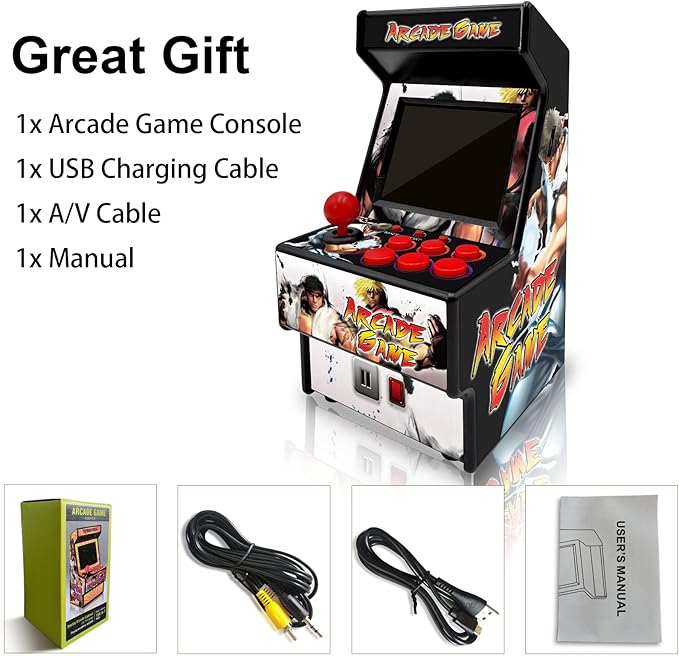Mini Video Games Machine - 156 Retro Games Console Playable - 2.8 Inch Screen Handheld Gaming Device Support AV Output - Electronic Birthday Xmas Gift for Kids Adults