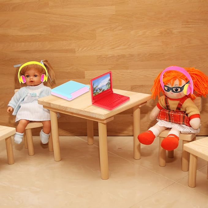 30 Pcs Doll Dollhouse Accessories 1/12 Scale Dollhouse Phone Laptop Computer Headset Glasses Miniature Simulator Accessories Mini Scene Simulation Miniatures Playset