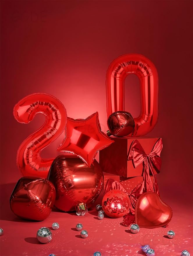 40 Inch 0 Red Number Balloons Mylar Foil Helium Digital Balloons Baby Shower 10th Birthday Party Decor Supplies