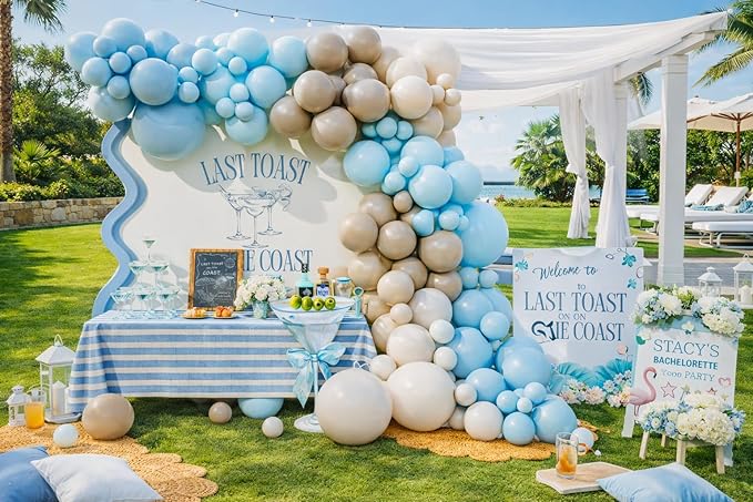 Blue White Sand Balloon Arch kit for Last Toast on the Coast Bachelorette Beach Coastal 30th Birthday Bach Final Fiesta Bridal Shower Party Decoration (Dusty Blue)