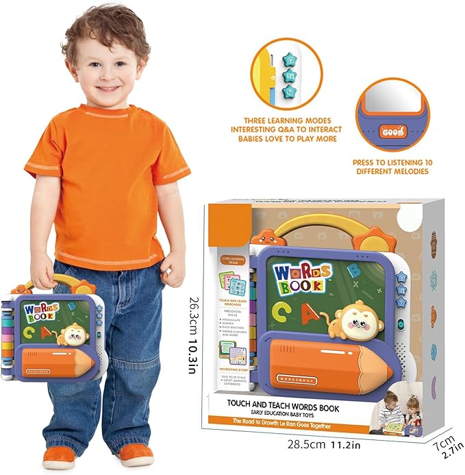 Interactive Toddler Books with Touch Control Sound Pages | Learning Modes & Melodies | Musical Books for Kids | Educational Toys for Boys & Girls | Letters, Colors, Shapes, Numbers Sound Busy Book