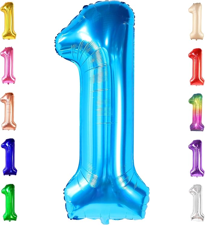 KatchOn, Blue Number 1 Balloon for 1st Birthday - 40 Inch | 1 Balloon Number | One Balloons for 1st Birthday Decorations, Blue Bday Decoration | Happy Anniversary Decorations