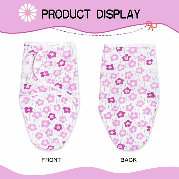 Reborn Baby Doll Swaddle Blanket 17-22 Inch Girl Purple Flowers Wrap Blanket 2 Pcs - Swaddle Blanket + Hat, Reborn and Newborn Baby Doll Clothes Accessories
