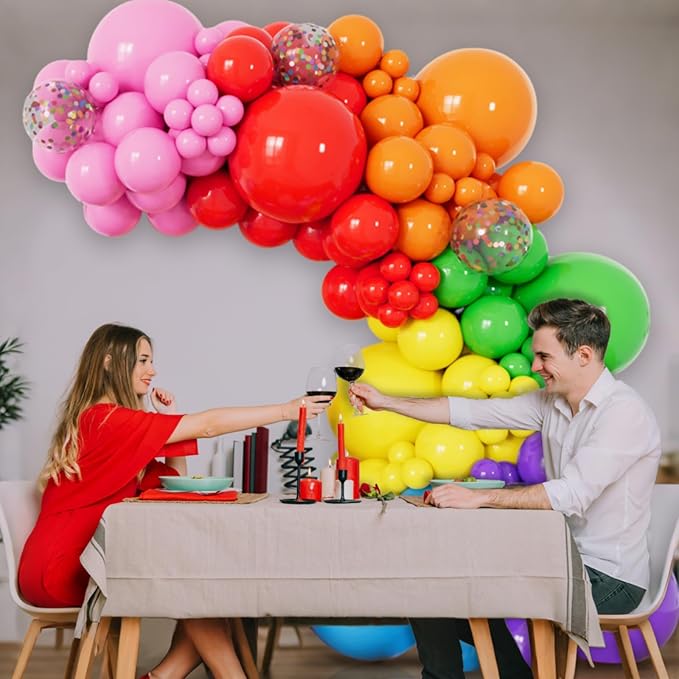 162 Pcs Colorful Rainbow Balloons Arch Kit, Diffrent Size Rainbow Balloon Garland, Globos De Colores for Party Decoration Birthday Party Supplies.