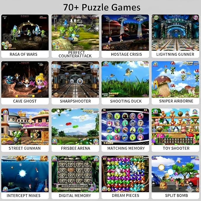 Video Game Console with 100+ Games, Handheld Video Game Console for Kids, Plug and Play Video Games for TV, Shooting Games,Game Gun with 2 GameController, Xmas Birthday Toy Gift for Boys