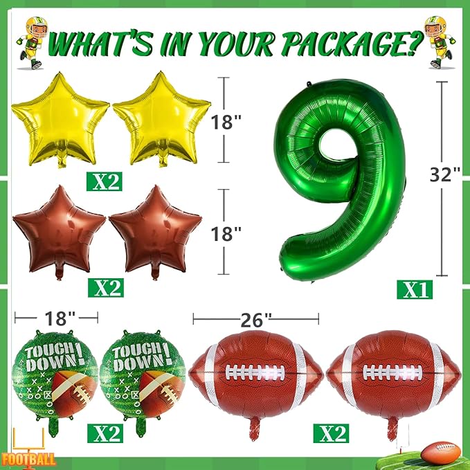 Football Balloons Set Football Birthday Party Decorations Football Touchdown Sports Theme Birthday Party Decoration, Tailgate Game Day Football Theme Supplies Birthday Party Decorations