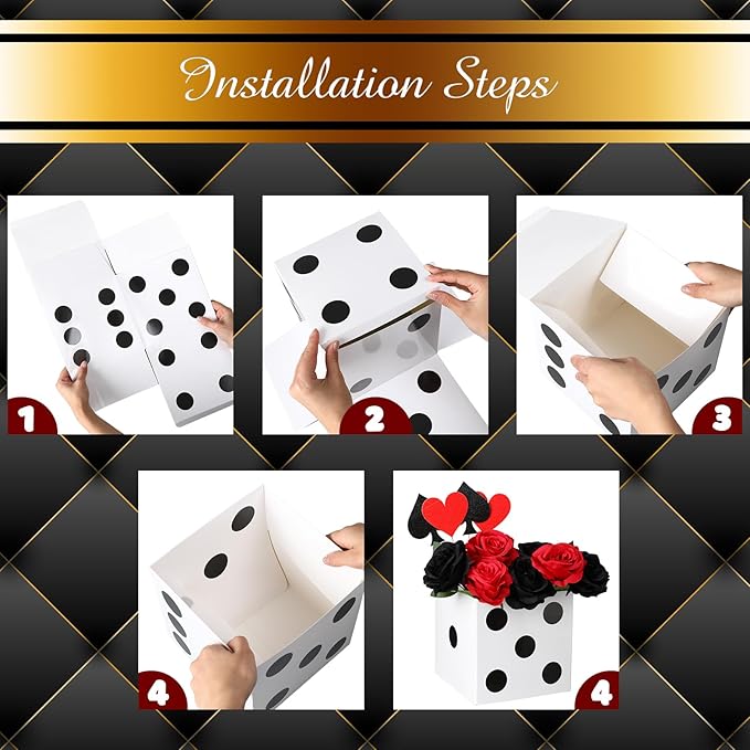 Jexine 15 Pcs Dice Favor Boxes 7" Casino Theme Birthday Decorations Las Vegas Party Decorations 3D Dice Decor for New Year Centerpieces Casino Night Las Vegas Party Supplies(White)