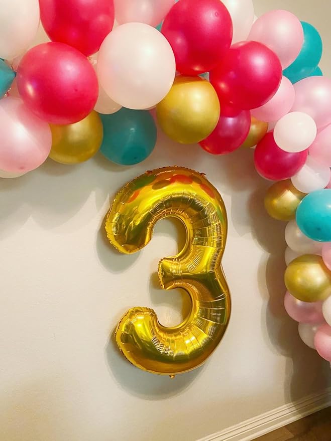 40 Inch Number 8 Balloon, Gold 8 18 28 80 Birthday Balloons for Men Boys, 8th Birthday Decorations Party Supplies, Wedding, Graduations