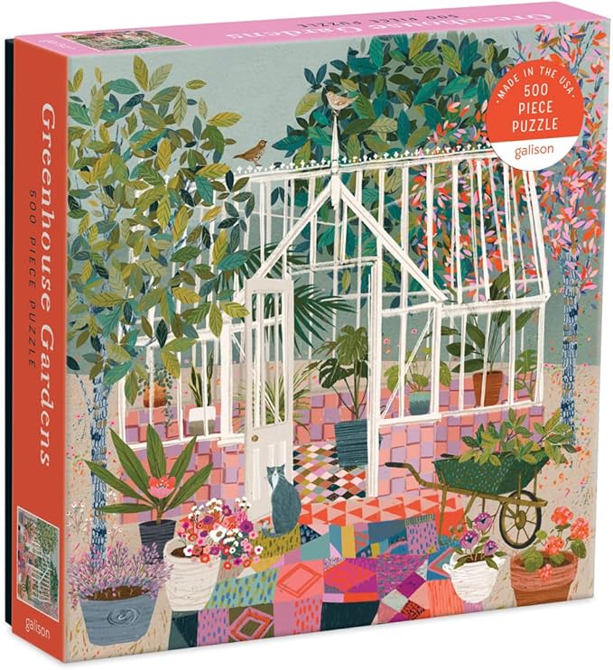 Galison Greenhouse Gardens 500 Piece Puzzle from Galison - Featuring Colorful Illustrations, 19" x 19", Fun & Challenging, Unique Gift Idea