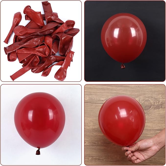 RUBFAC 129pcs Ruby Red Balloon Arch Kit, Different Sizes 18 12 10 5 Inches Cherry Red Burgundy Balloons for Garland Birthday Wedding Party Decorations