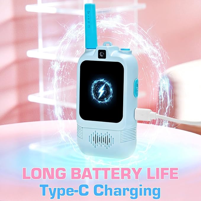 Dual Camera Video Walkie Talkies for Kids: Long Range Rechargeable Video Walkie Talkies with Dual Cameras, Outdoor Outside Camping Games, Birthday Gifts for Boys and Girls Age 3-8