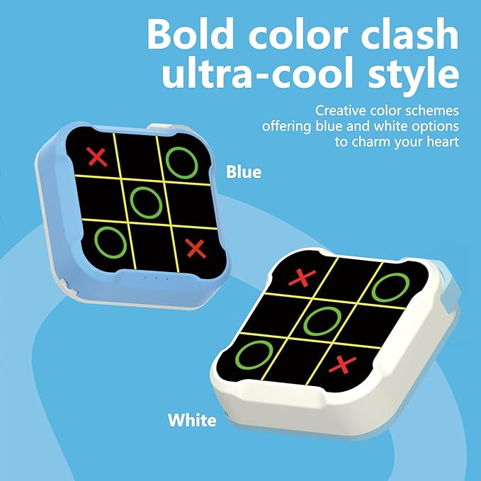 Tic Tac Toe Bolt Game,Handheld Electric Puzzle Game Console, Board Games for Kids and Adults,Gift Ideal for Kids and Adults' Birthday(White)