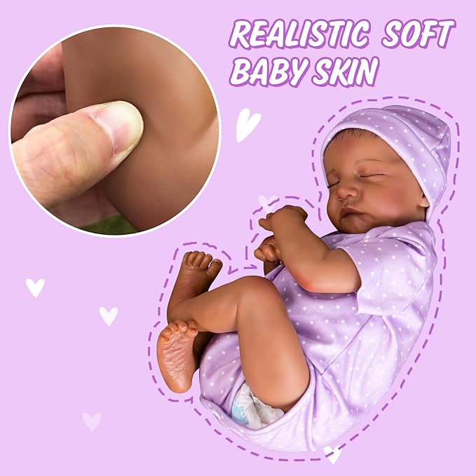 Aori Reborn Baby Dolls Black - Realistic Baby Doll Girl Black 18-inch, Real Life Soft Vinyl American Doll, Nice Gift for Kids, New-Parents, Grand-Parents, Doll Collectors