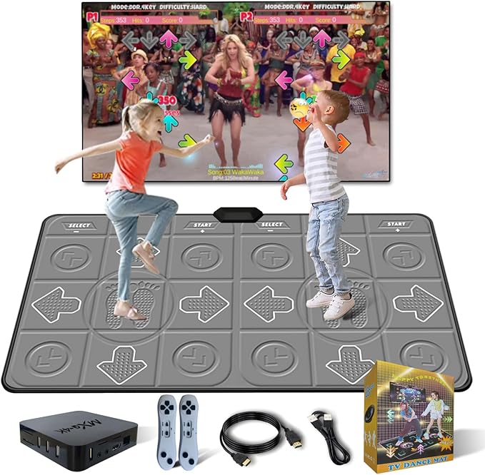 Dance Mat for Kids and Adults, TV Dance Mats Game for Girls Boys,Dance pad for Exercise, Double Dancing Mat for Family Games,Gifts Ideas for Girls and Boys,Grey