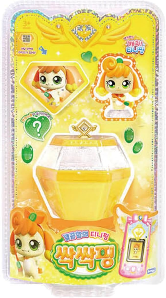 Catch Teenieping Cute Figure Cube with Accessories and Stickers – Transformable Collectible Toy with QR Medal and Display Stand (Tidyping 싹싹핑)