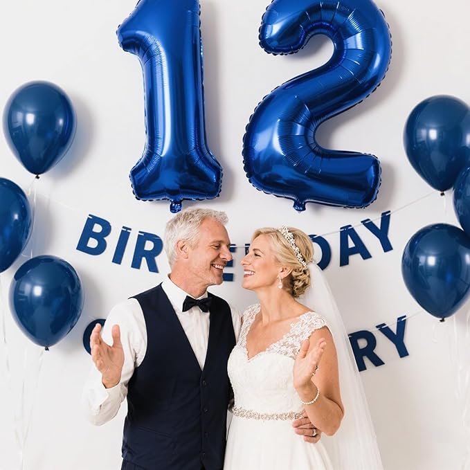 40 Inch Navy blue Number 12 Digital Balloon,Jumbo Mylar Foil Helium Balloon for 12 Balloons for Birthday Party,Wedding Anniversary Party Decorations