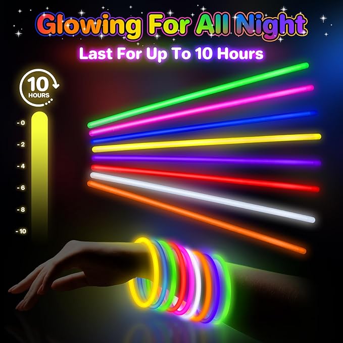 SpringFlower 480 PCS Glow Sticks Bulk Glow Sticks Bracelets For Party Favors Supplies,Neon Party Favors for Glow Party, Wedding, Concert, Raves and Birthday