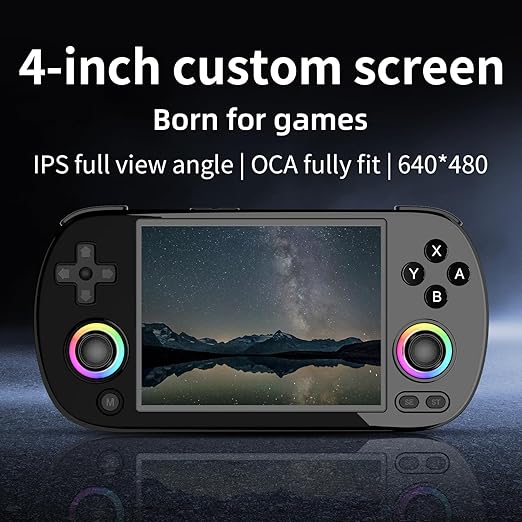 RG40XX H Retro Handheld Game Console RG40XXH Portable Gaming Console with 4'' IPS Screen Linux System Built-in 64G TF Card Preloaded Games 5000+ RG40XX H Supports 5G WiFi Bluetooth 4.2 Black