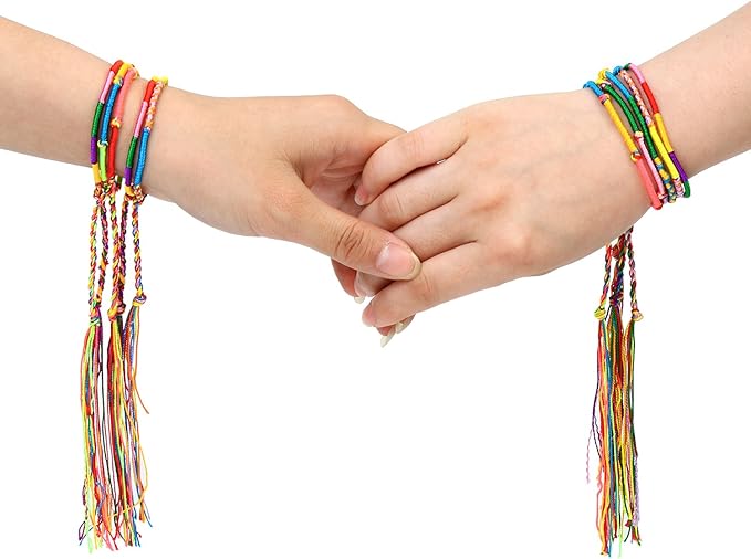 Resinta 60 Pieces Handmade Braided Bracelets Assorted Random Colors Friendship Cords Thread Bracelets Party Supply Favors for Wrist Anklet