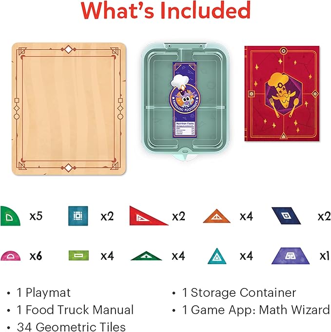 Osmo - Math Wizard and the Fantastic Food Truck Co. Games iPad & Fire Tablet -Ages 6-8/Grades 1-2 -Learn Geometry-Curriculum-Inspired-STEM Toy Gifts for Kids, Boy & Girl-Ages 6 7 8(Osmo Base Required)