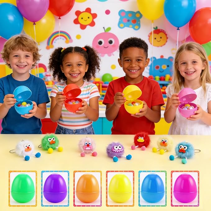 Zhazieon 12PCS Party Favors Kids Keychains - It Comes With 12Pcs Easter Eggs,Fun Keychain Cute for Boys Girls Easter Basket Stuffers Party Favors Easter Egg Fillers Hunt
