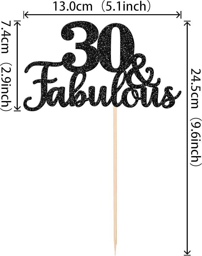 12 PCS 30 and Fabulous Centerpiece Sticks Double Sided Happy 30th Birthday Table Flower Centerpieces Sticks Cheers to 30 Floral Decorations for 30th Birthday Anniversary Party Supplies Black