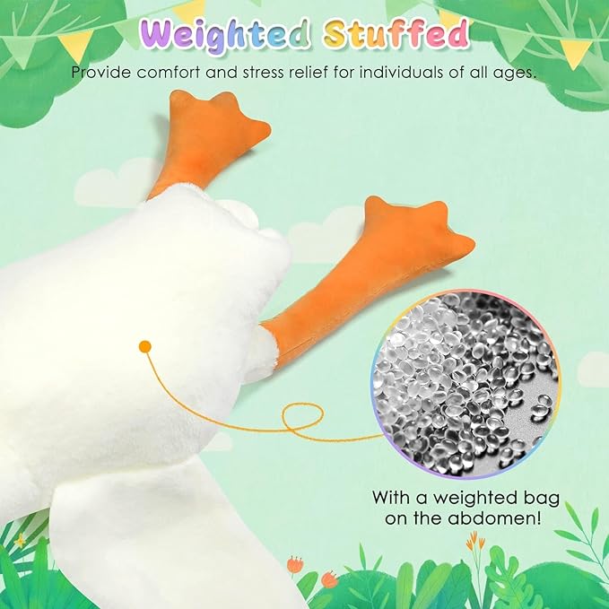 CottonStar Goose Stuffed Animal 35.5 Inch Plush Toy, 2.8 lbs Cute Duck Stuffed Animal, Goose Plush Soft Pillow Toys, Gift for Anxiety Kids and Friends, White