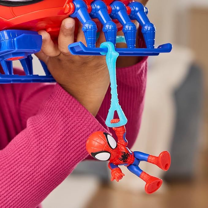 SPIDEY AND HIS AMAZING FRIENDS Marvel Team Spidey Copter, 3-Inch (7.6 CM) Action Figure & Toy Vehicle with Projectile, Super Hero Toys, Ages 3+