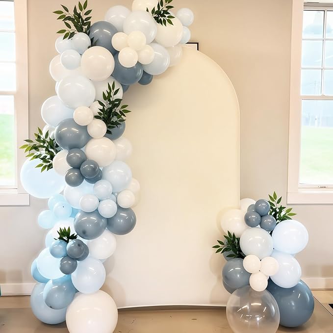 Pastel Blue and White Balloons,12 Inch Light Baby Blue and White with Clear Latex Balloon for Wedding Bachelorette Boy Gender Reveal Bridal Baby Shower Birthday Party Decorations