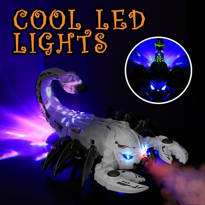 RC Scorpion Robot Toy with 2.4GHz Remote, Lights, Music & Spray - Realistic Scorpion Gift for Kids, Perfect for Holidays, Parties & Pranks