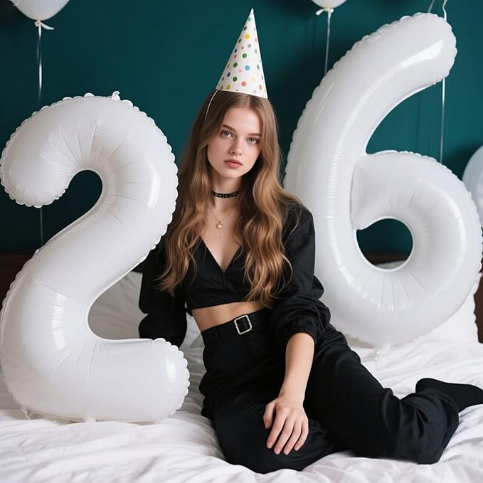40 Inch White 2 Balloon Number Big Foil Helium Number Balloons 2 12 21st Birthday Party Decorations for Boy or Girl Huge Mylar Anniversary Party Supplies