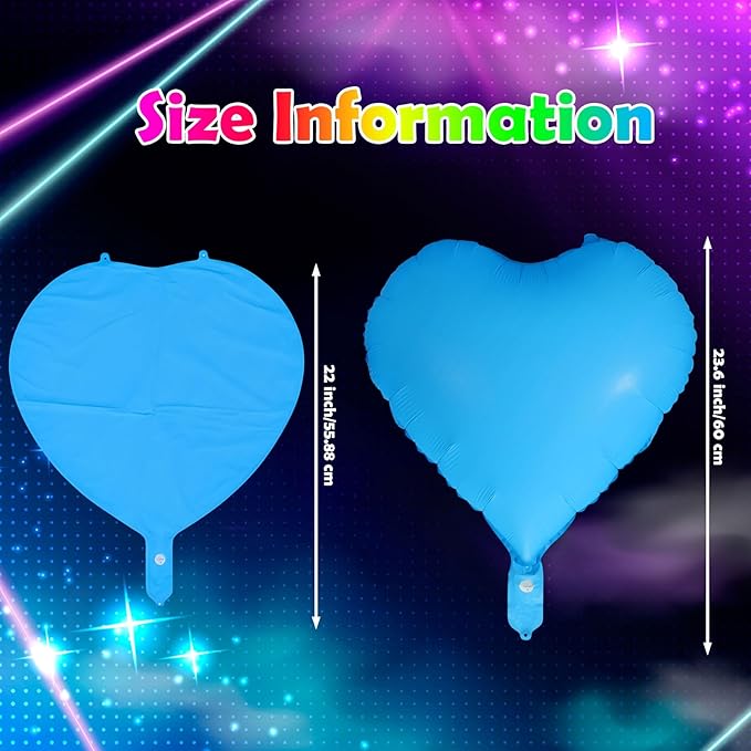 12 Pcs 22 Inches Heart Glow in The Dark Neon Balloons Glow Party Supplies Neon Foil Balloons 90 80s Hip Hop for Birthday Wedding Anniversary Backdrop Decor