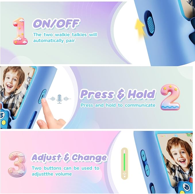 Video Walkie Talkies for Kids, Rechargeable 2 Pack Long Range Two Way Radios with 4 Voice Changer Effects, Toys for Boys Girls Ages 3-12, Outdoor Camping Birthday