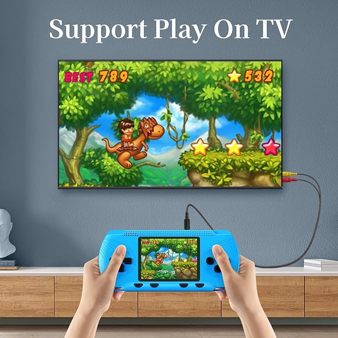 Handheld Games for Kids - Kids Video Game Player Preloaded 258 Retro Video Games, Portable Gaming Player with 3 Cartridges & 3" HD Screen Travel Electronic Toy Birthday Xmas Gift for Boys Kids 4-12