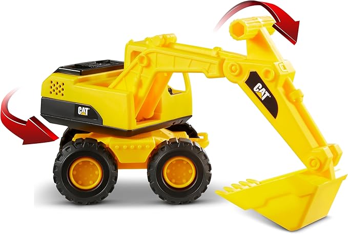 Cat Construction Fleet 10” Excavator Toy – Heavy‑Duty Plastic, Working Boom & Bucket, Free‑Rolling Wheels, Indoor/Outdoor Sandbox Vehicle for Toddlers & Kids Ages 2 +