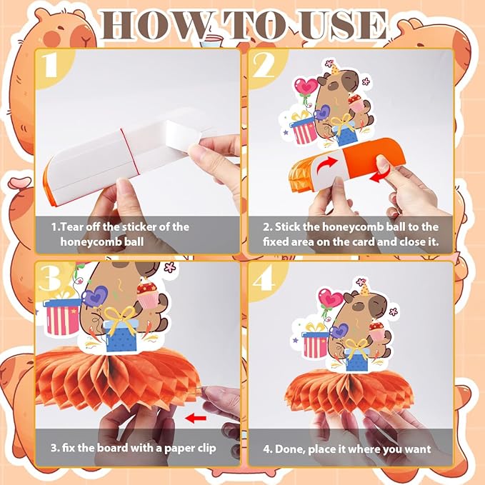 Capybara Birthday Party Decorations Include Capybara Happy Birthday Banners Hanging Swirls Honeycomb Centerpiece Cute Capy Bday Animals Decor Supplies