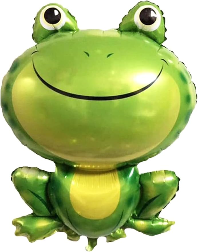 4PCS Large Green Frog Mylar Foil Balloons for Animal Themed Birthday Party Decoration Supplies