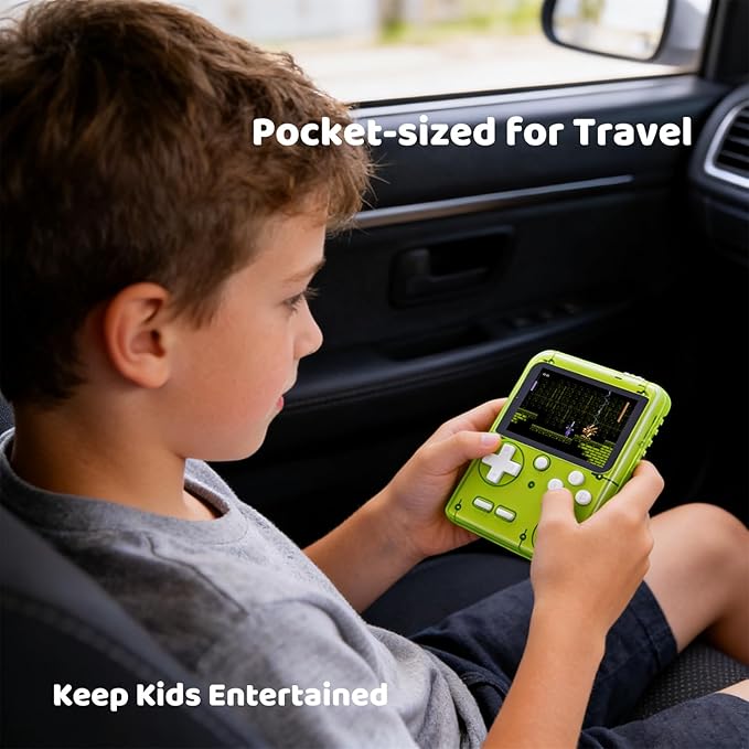 Kids Handheld Game Console Pre-Loaded 400 Classic Games, Portable Video Game Console with 2.8" Color Screen, Rechargeable Battery, Handheld Electric Game Console for Boys Girls (Green)