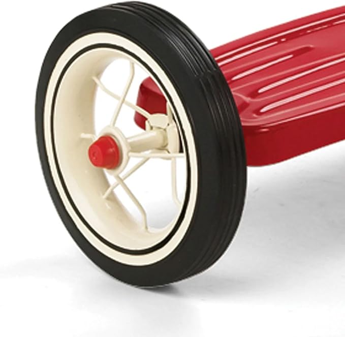 Radio Flyer 34TX Kids Beginner Classic Steel Framed 10 Inch Front Wheel Adjustable Seat Tricycle with 3 Position Push Handle, Red
