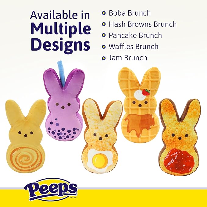 Animal Adventure | 9" Easter Brunch Jam Shaggy Bunny Peeps Plush | Easter Basket Stuffed Animals for Kids | Marshmallow Candy | Huggable Soft Plushie Stuffers Toy | Collectable Gifts | Aged 3+