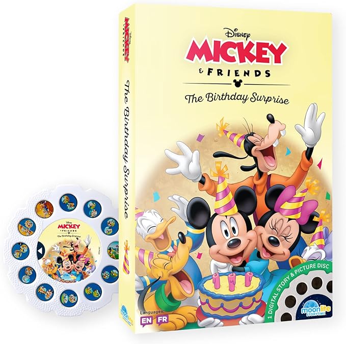 Moonlite Storytime - Disney's Mickey & Friends The Birthday Surprise Storytime Disc - A Magical Read - Projector Sold Separately - Digital Story w/ Sound FX - Learning Gifts for Kids Ages 1 Year & Up
